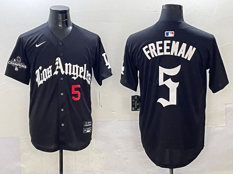 Men Los Angeles Dodgers #5 Freeman Black Five generations Joint Name 2025 Nike MLB Jersey style 33->los angeles dodgers->MLB Jersey